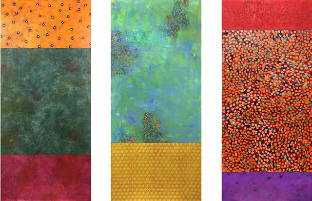 From left: Orange, Green, Deep Yellow, Red, Purple, Orange, Pattern, texture, colorful