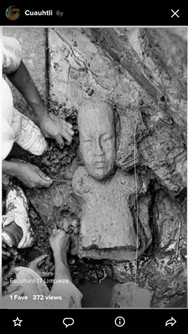 Wooden Olmec Bust