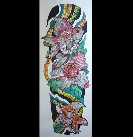 All Rights Reserved By Shauna Fujikawa Stickles Tattoos & Art- Ryukin Goldfish