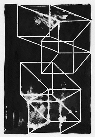 geometric art, black and white, bent space