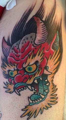 Oni Head Tattoo by Greg Christian