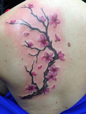 Cherry Blossom Branch Tattoo by Cindy Burmeister