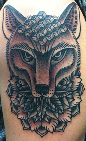 Geometric Fox Head Tattoo by Mike Hutton