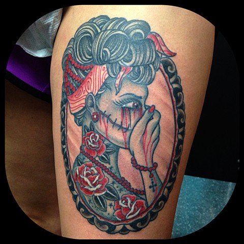 Girl with Picture Frame Tattoo by Dan Wulff