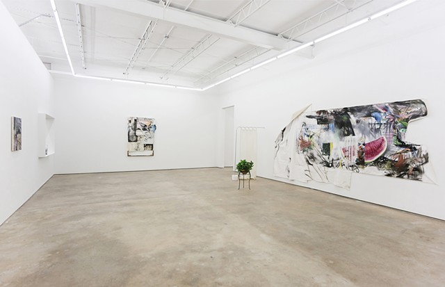 Exhibition, contemporary art, expanded painting, painting cut abstraction installation 