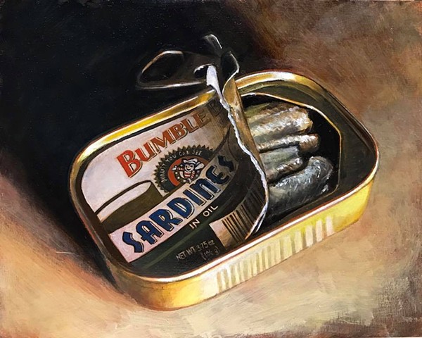 "sardines" oil on panel 8"x10"