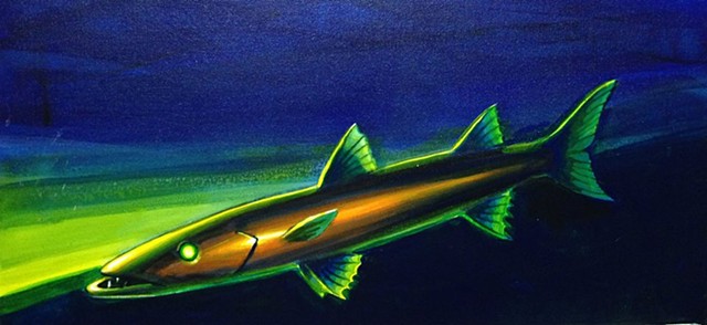 barracuda, acrylic on canvas, 12"x24"