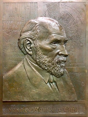 bronze relief of Ramón Cajal
