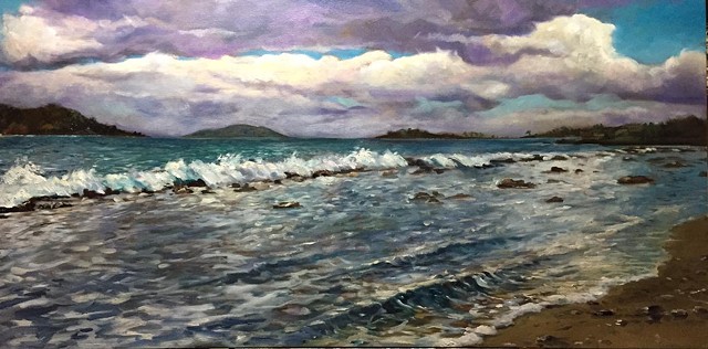 "clouds over buck island" oil on canvas 24"x36" 