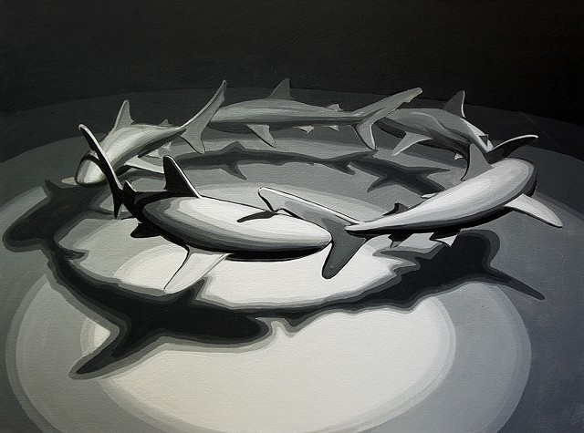Shark Circle 2   30"x40" acrylic on canvas