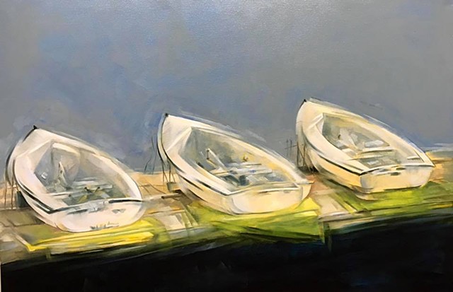 "boats on the dock" oil on canvas 24"x36"