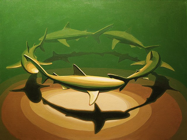 shark circle 5 30"x40" acrylic on canvas