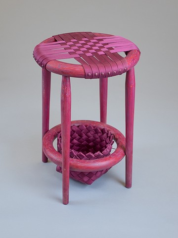 Custom Woven Stool With Removable Basket