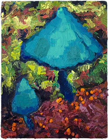 Brian Mouhlas Electric Blue Oil Painting Oil on canvas Cleveland Strongsville Parma Mushroom Mushroom Painting