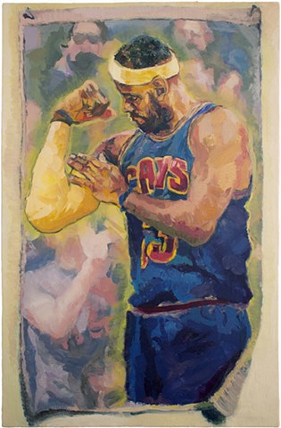 Brian Mouhlas Lebron James Painting Cleveland Cavaliers Basketball NBA Figure Figurative Expressionism Magic Realism Oil Painting Cuyahoga County Parma Strongsville Ohio Cleveland Art Contemporary Art Contemporary Painting HEDGE Art Gallery 2016