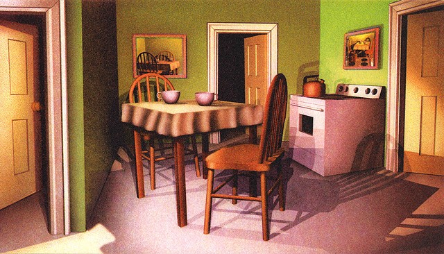 Conversation in a kitchen with multiple doors, a comedy of errors
