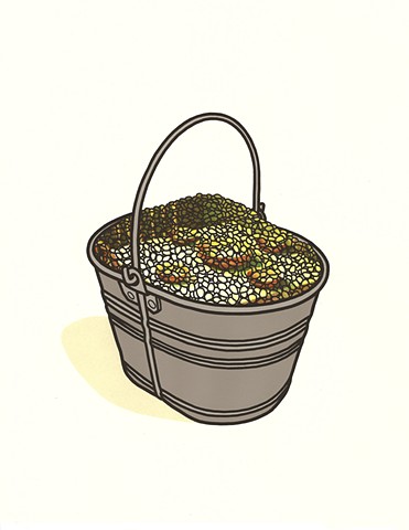 bucket of corn kernels