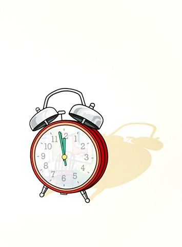 Screenprint with alarm clock