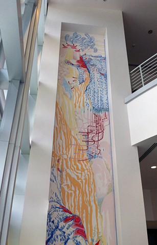 Site Specific Wall drawing, painting, mural at Rosemary Duff Gallery at Broward College by Kathleen Thum