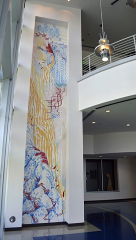 Site Specific Wall drawing, painting, mural at Broward College by Kathleen Thum