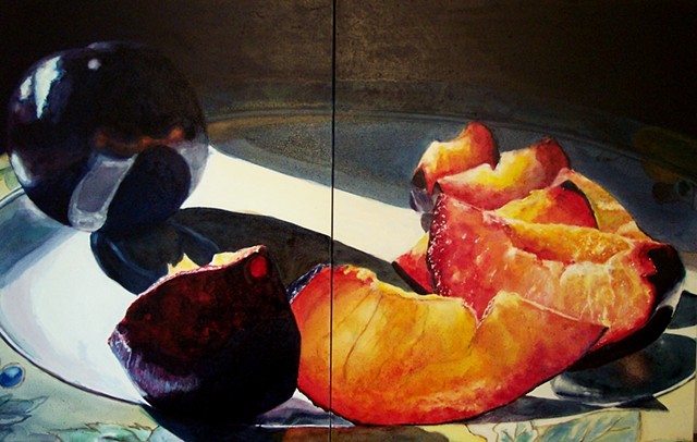 Black Plums, Plum Painting, Still Life, Fruit Painting, Realism