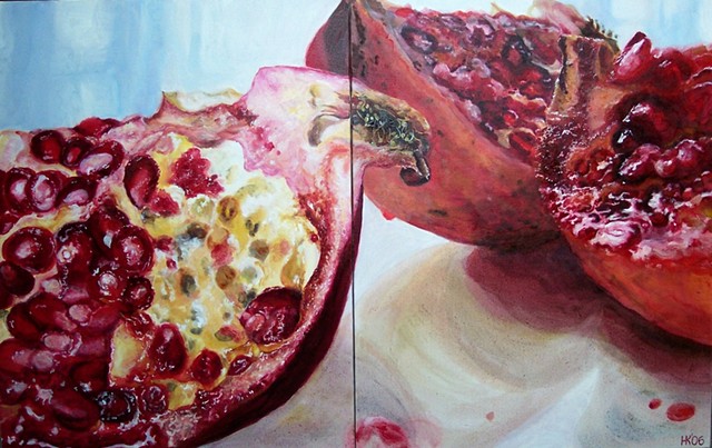Anar, Pomegranate, Still Life, Pomegranate Painting, Oil Painting, Fruit Painting