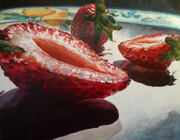 Strawberries, Still Life, Fruit Painting, Oil Painting, Photo Realism, Red Fruit