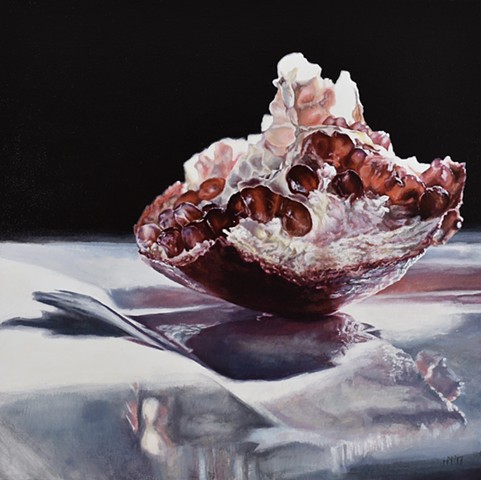 Pomegranate, fruit painting, still life, oil painting