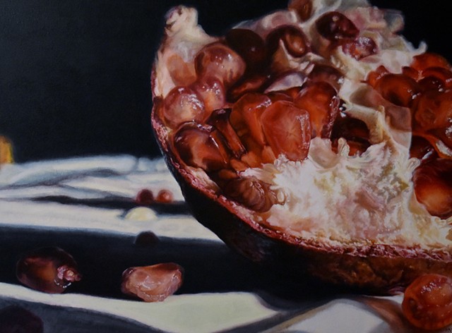 Pomegranate Painting, Photo Realism, Fruit Painting, Still life