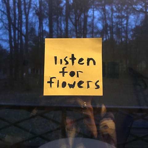 listen for flowers sticky note