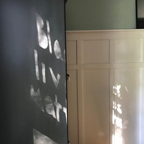 looking in, looking out, June 2020, interior, China Cabinet, shadow and sunlight