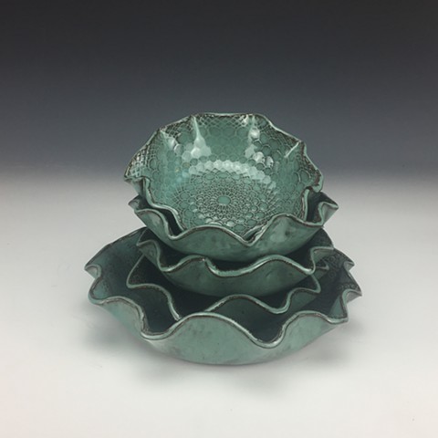 Turquoise Textured Bowl Set
