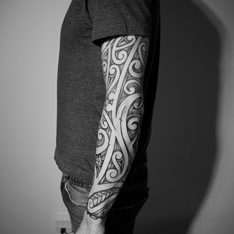 Tattoo by Mikel - Kelowna B.C. Canada. Maori inspired sleeve. 
