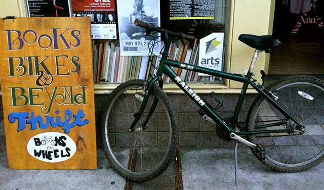 Books, Bikes, & Beyond Thrift Sandwich Board