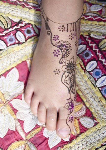 Henna foot- winding floral trail