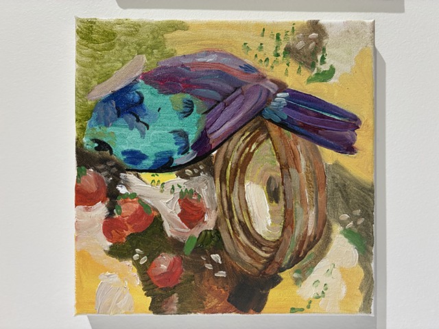 basket, feather, eggs