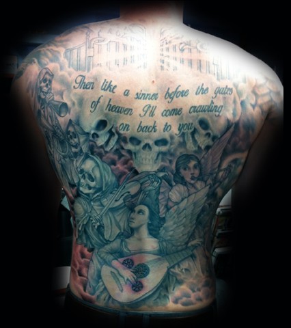 skull tattoo, black and grey tattoo, grim reaper tattoo, angels tattoo, eric james tattoo, blind tiger tattoo, phoenix arizona