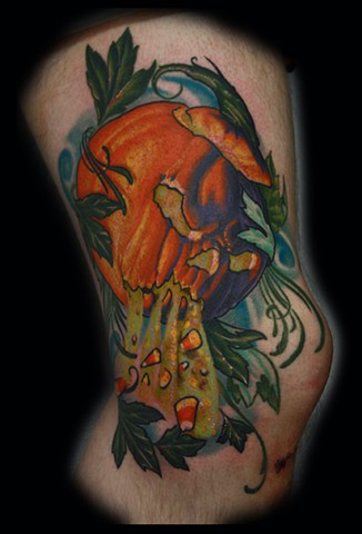 jack-o-lantern tattoo pumpkin tattoo eric james tattoos phoenix arizona blind tiger tattoo
