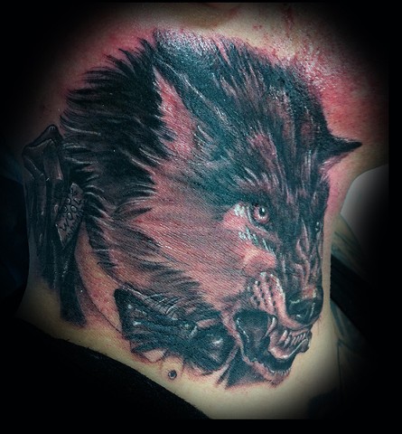 wolf in sheep's clothing tattoo Eric James tattoos Phoenix Arizona best tattoos black and gray tattoo neck 