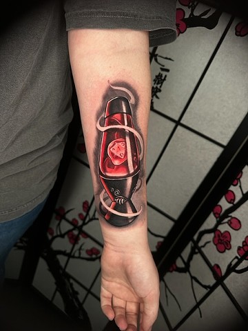 Best color tattoos, New School Tattoo, Phoenix Arizona, Arizona Tattoo Artist, Custom tattoos, Nerdy tattoos, dungeons and dragons, DND, lava lamps, dnd tattoos