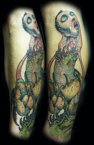 Eric james tattoo, best tattoo arizona, the blind tiger, bug tattoo, monster, nightmare, scary tattoo, color tattoo 