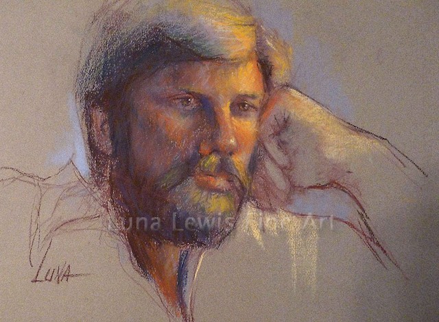 Pastel portrait of man with dark beard by Luna Lewis