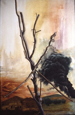 Pamela Sienna oil painting branch and smoke