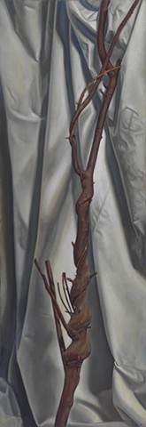 Pamela Sienna oil painting of cloth and branch