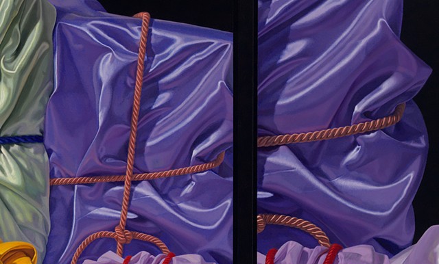 detail of oil painting of satin by Pamela Sienna - part of triptych