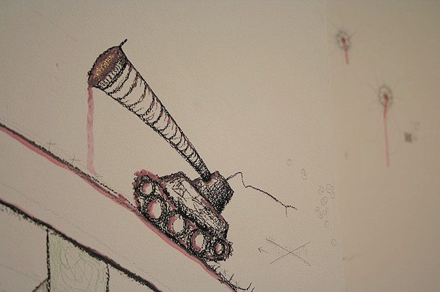 Tankship, detail of wall drawing