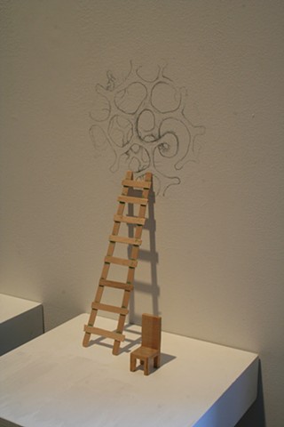 Chair, Ladder, and System drawing at Ann Tower Gallery