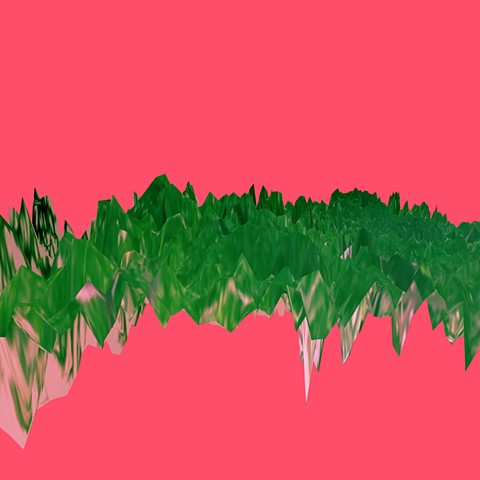 Digital artwork, polygonal mountains on pink background, created by J4Kd