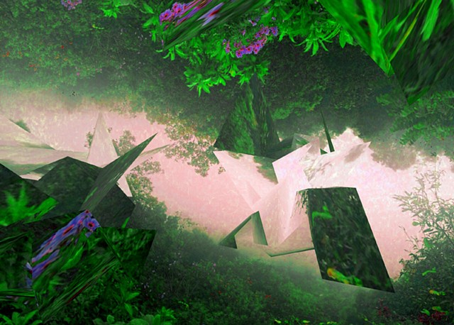 Digital artwork, cloud forest and polygons, Oaxaca, created by J4Kd