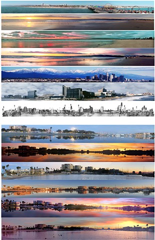 Twelve different Los Angeles Ca. Panoramas  one panorama of Atlantic City Boardwalk 